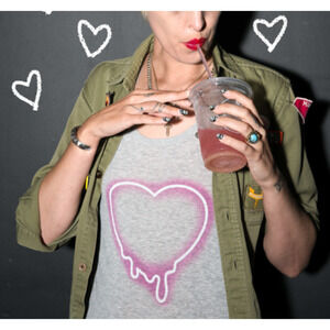 Replica Los Angeles - Printed Neon Heart Tank Top - S/M